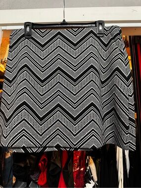 Black & White Chevron A-Line Skirt
